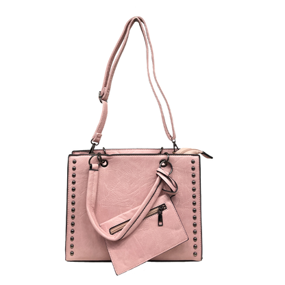 Alexia - Borsa a Mano da Donna con Tracolla con Rivetti e Accessorio Portafoglio - Allingro