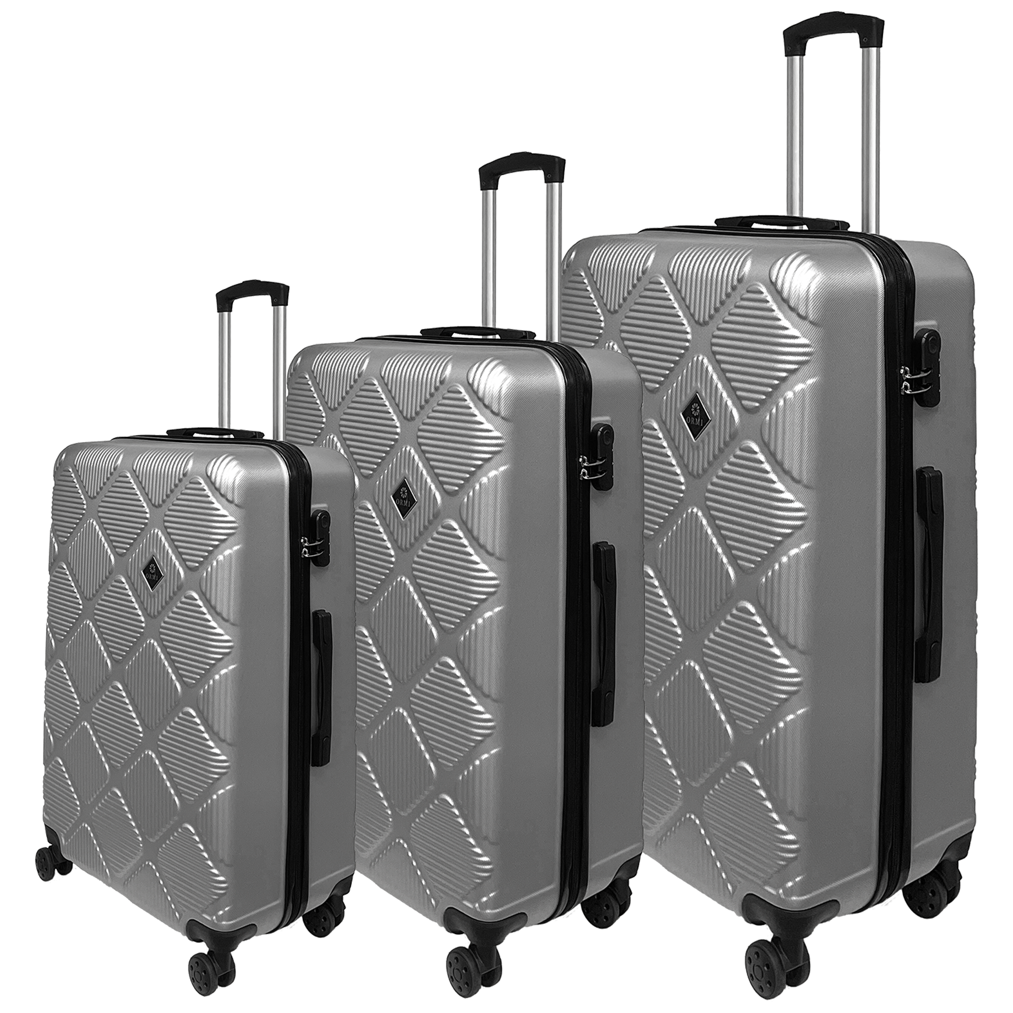 Set di Valigie da Viaggio Ormi Diamond Lux - Leggero, Resistente ed Elegante | Include 3 Trolley: Piccola (55 cm), Media (65 cm), Grande (75 cm) - Allingro