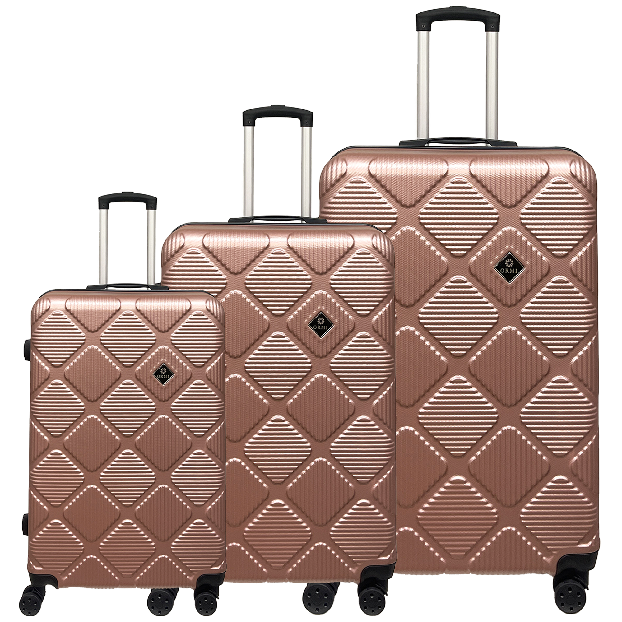 Set di Valigie da Viaggio Ormi Diamond Lux - Leggero, Resistente ed Elegante | Include 3 Trolley: Piccola (55 cm), Media (65 cm), Grande (75 cm) - Allingro