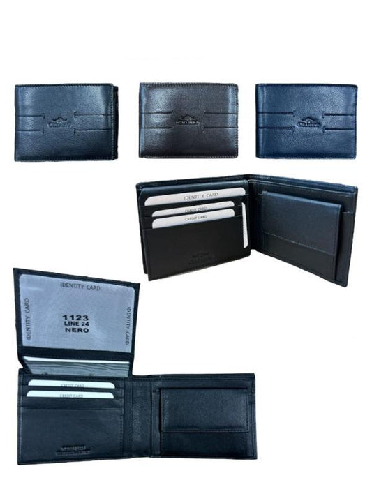 Charro Men's Wallet in real leather 9.3x12.2cm 1123-Line-24#