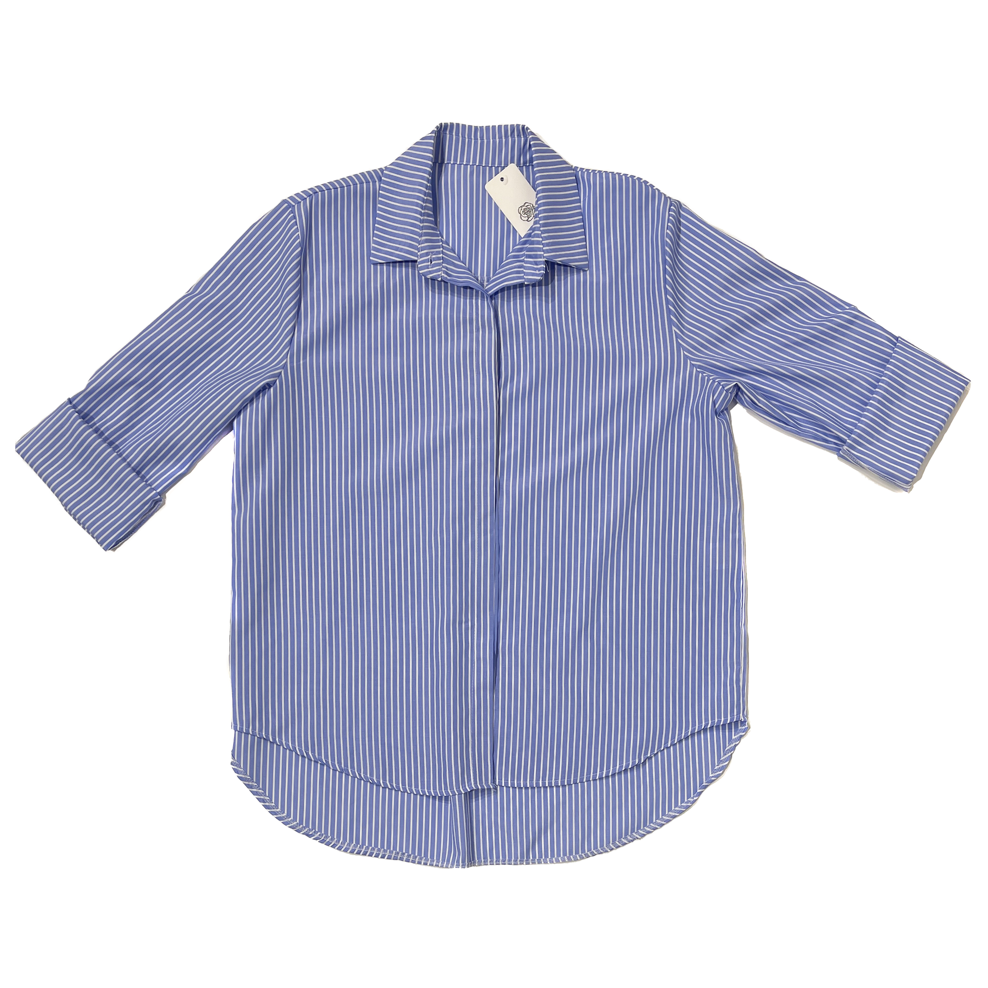 女子条纹的“天蓝色海岸”衬衫 - 独特的尺寸，在意大利制造