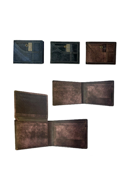 EC Coveri Men's Wallet in Real Leather 9.3x12.2cm Range-1-Jeans-992 #