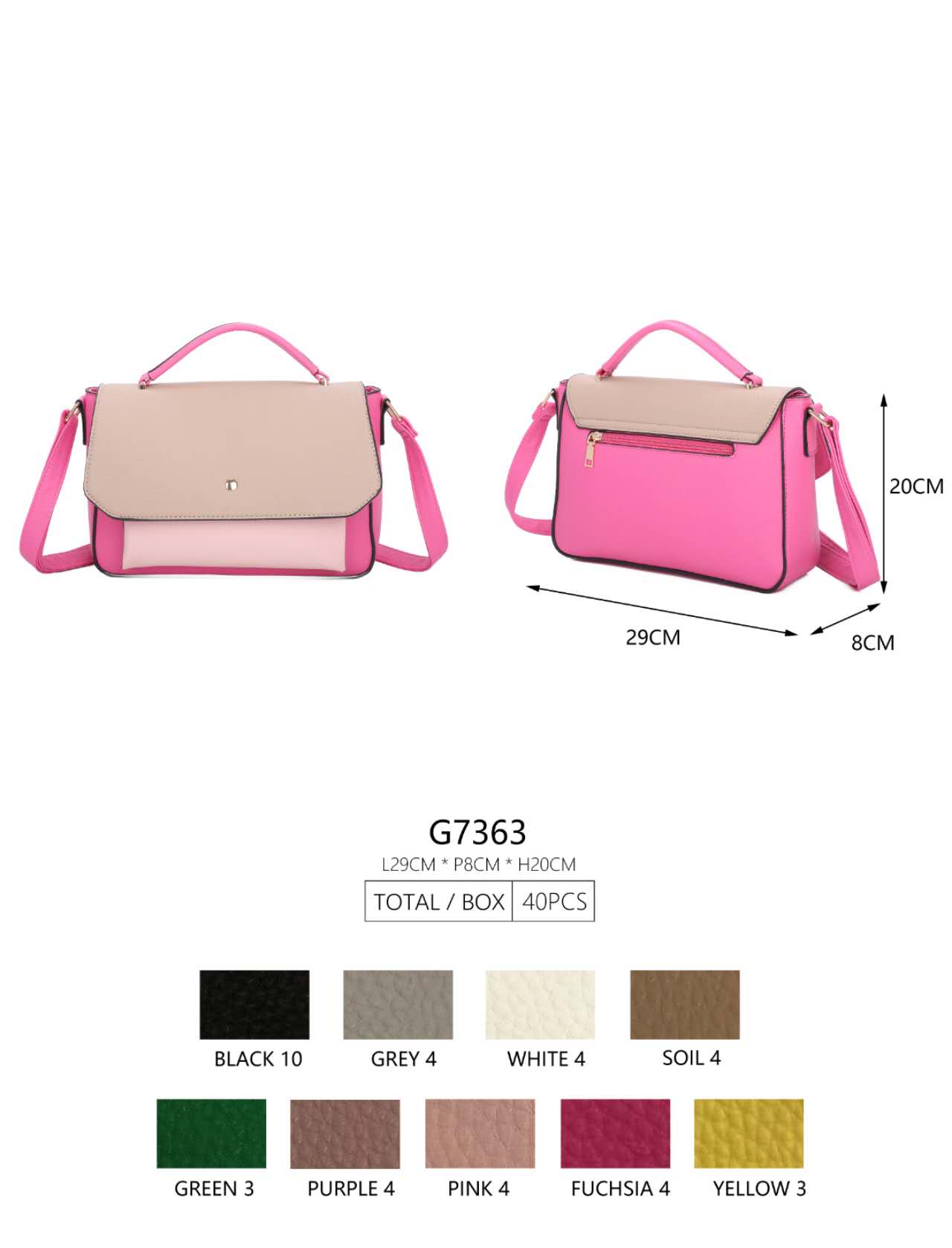 INT.COMPANY Borsa a tracolla Donna G7363 Size 29x8x20cm - Allingro